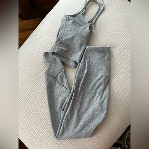 Gray Space Dye Beyond Yoga Set tank top pants cut out XS